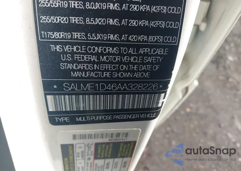 2010 Land Rover Range Rover Hse from USA, damaged, VIN SALME1D46AA328226